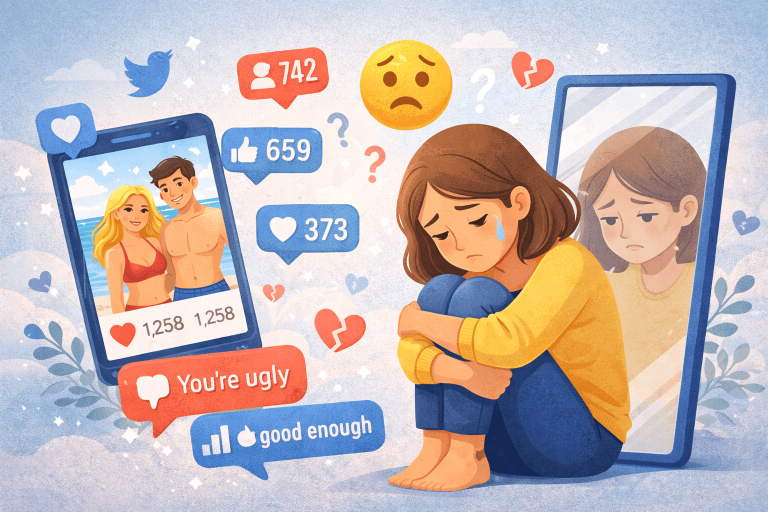 تأثیر شبکه‌های اجتماعی بر عزت نفس | مرمز مشاوره باران